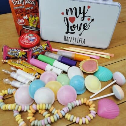 Coffret bonbons des années 80 "My Love"(Boîte en métal) - cadeau personnalisé