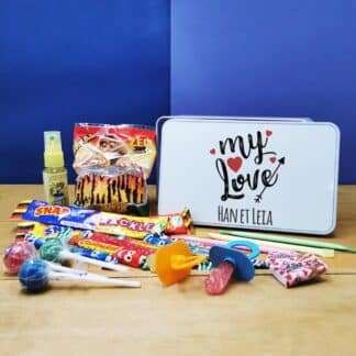 Coffret bonbons des années 90 "My Love" (Boîte en métal) - cadeau personnalisé