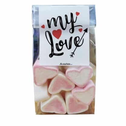 Sachet Gros Coeur en guimauve x 15 - "My Love"