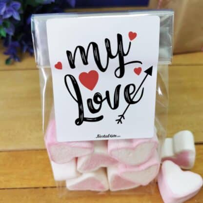 Sachet Gros Coeur en guimauve x 15 - "My Love"