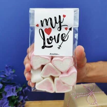 Sachet Gros Coeur en guimauve x 15 - "My Love"