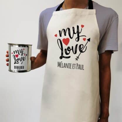 Tablier de cuisine My Love - Cadeau Saint Valentin personnalisé
