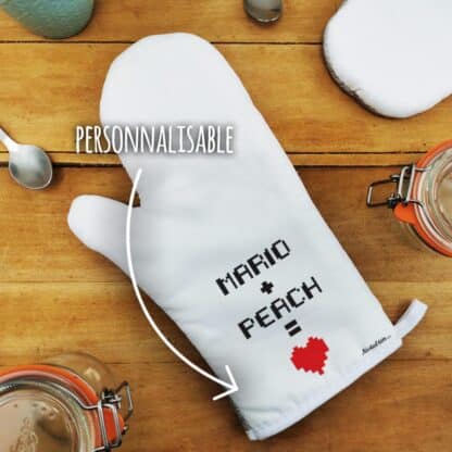 Manique cuisine "Pixel coeur" - Cadeau pour la Saint Valentin - cadeau personnalisé