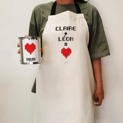 Tablier de cuisine personnalisé "Pixel coeur" Cadeau la Saint Valentin