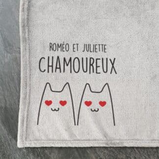 Plaid doux gris personnalisé Chamoureux - 125x150 cm - Cadeau Saint Valentin