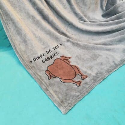 Plaid doux gris personnalisé Dinde de toi - 125x150 cm - Cadeau saint valentin – Image 5