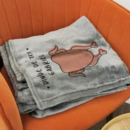 Plaid doux gris personnalisé Dinde de toi - 125x150 cm - Cadeau saint valentin – Image 3