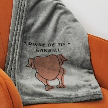 Plaid doux gris personnalisé Dinde de toi - 125x150 cm - Cadeau saint valentin – Image 4