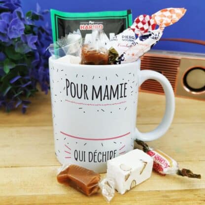 Mug bonbon années 60  "Mamie qui déchire" personnalisable - Cadeau Mamie