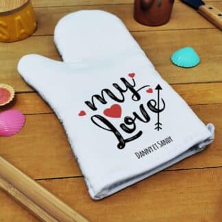 Manique cuisine "My love" -  Cadeau personnalisé pour la Saint Valentin