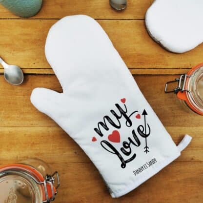 Manique cuisine "My love" -  Cadeau personnalisé pour la Saint Valentin
