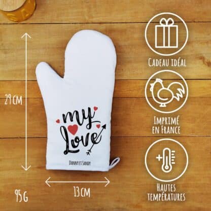 Manique cuisine "My love" -  Cadeau personnalisé pour la Saint Valentin