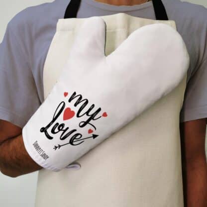 Manique cuisine "My love" -  Cadeau personnalisé pour la Saint Valentin