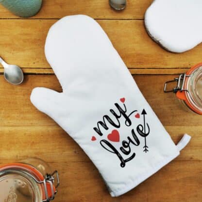 Manique cuisine "My love" -  Cadeau personnalisé pour la Saint Valentin