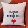 Coussin personnalisé Pixel coeur - 40x40 cm - Cadeau Saint Valentin