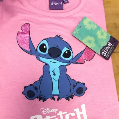 Stitch - T-shirt manches longues en coton pour enfant - Rose clair