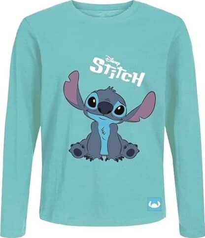 Stitch - T-shirt manches longues en coton pour enfant - Bleu ciel