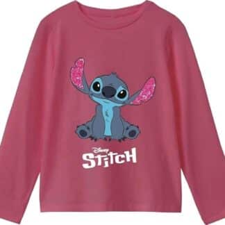 Stitch - T-shirt manches longues en coton pour enfant - Rose fushia
