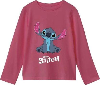 Stitch - T-shirt manches longues en coton pour enfant - Rose fushia