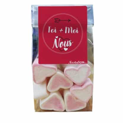 Sachet Gros Coeur en guimauve x 15 - "Toi + Moi" – Image 3