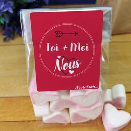 Sachet Gros Coeur en guimauve x 15 - "Toi + Moi" – Image 2
