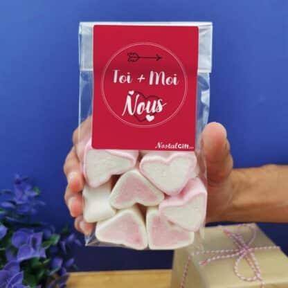 Bonbonnière coeurs guimauve  "Toi+Moi" - Cadeau Saint Valentin