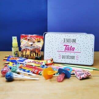 Coffret bonbons des années 90  "Je suis une tata qui déchire" (Boîte en métal) - cadeau personnalisable