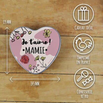 Coffret Bonbon "Je t'aime Mamie" (Boîte en métal)