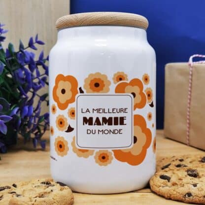 Bocal à biscuit "Meilleure mamie du Monde" personnalisable - Cadeau mamie