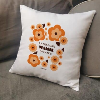 Coussin “La meilleure mamie du monde” personnalisable –  Cadeau Grand-Mère