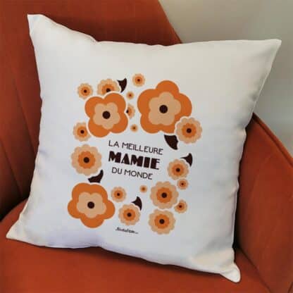 Coussin “La meilleure mamie du monde” personnalisable –  Cadeau Grand-Mère