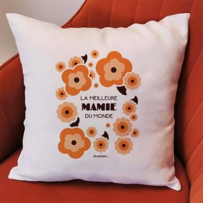 Coussin “La meilleure mamie du monde” personnalisable –  Cadeau Grand-Mère