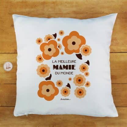 Coussin “La meilleure mamie du monde” personnalisable –  Cadeau Grand-Mère