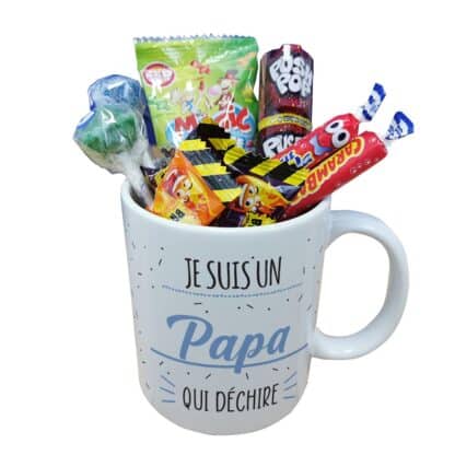 Mug personnalisable "Je suis un papa qui déchire" et ses bonbons des années 90