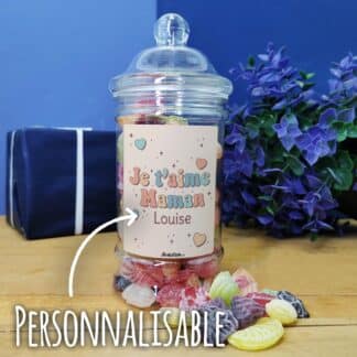 Bonbonnière personnalisée - 300g mix de bonbons anciens - "Je t'aime maman"