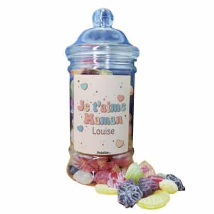 Bonbonnière personnalisée - 300g mix de bonbons anciens - "Je t'aime maman"