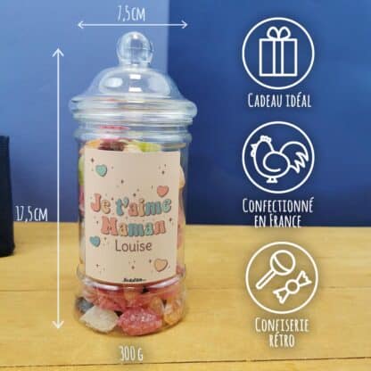 Bonbonnière personnalisée - 300g mix de bonbons anciens - "Je t'aime maman" – Image 3