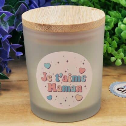 Bougie top bois "Je t'aime maman"