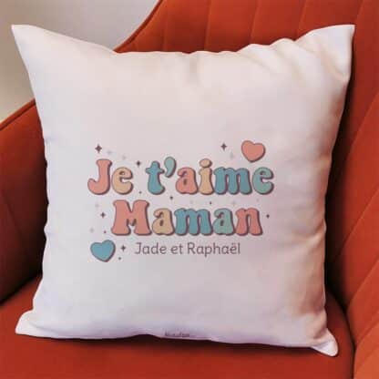 Coussin “Je t'aime Maman” personnalisable – Cadeau maman