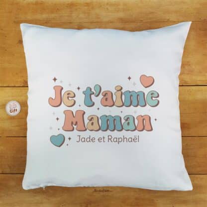 Coussin “Je t'aime Maman” personnalisable – Cadeau maman