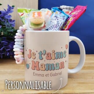 Mug bonbons des années 2000 "Je t'aime maman" - cadeau personnalisé