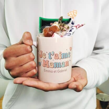 Mug bonbons des années 60 "Je t'aime maman" - cadeau personnalisable