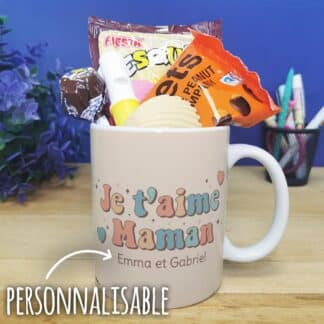 Mug bonbons des années 70 "Je t'aime maman" - cadeau personnalisé