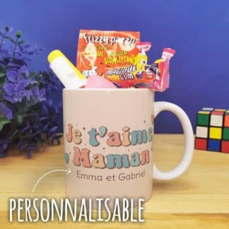 Mug bonbons des années 80  "Je t'aime maman" - cadeau personnalisé