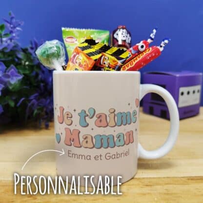 Mug bonbons des années 90 "Je t'aime maman" - cadeau personnalisable