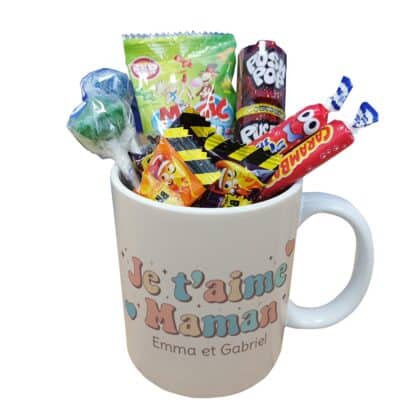 Mug bonbons des années 90 "Je t'aime maman" - cadeau personnalisable