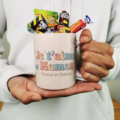 Mug bonbons des années 90 "Je t'aime maman" - cadeau personnalisable