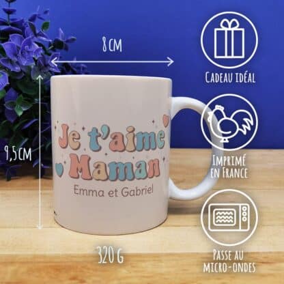 Mug "Je t'aime maman" - Cadeau personnalisable