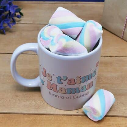 Mug "Je t'aime maman" et ses guimauves torsade x 5 - cadeau personnalisable – Image 3