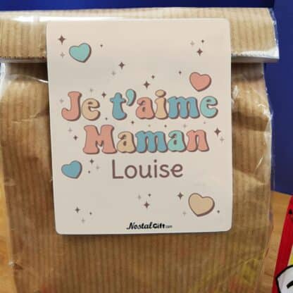 Sachet Bonbon des années 70 - "Je t’aime Maman" personnalisé